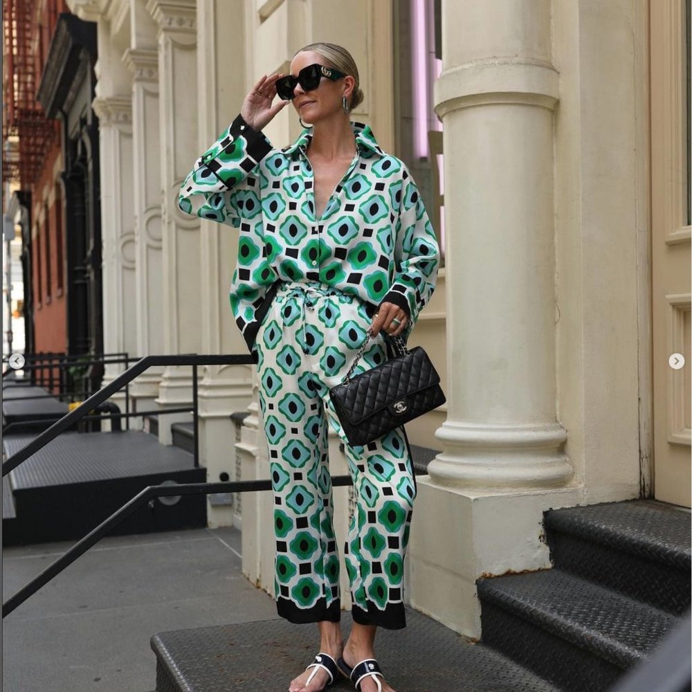 ZARA GEOMETRIC PRINT PANTS (LARGE)